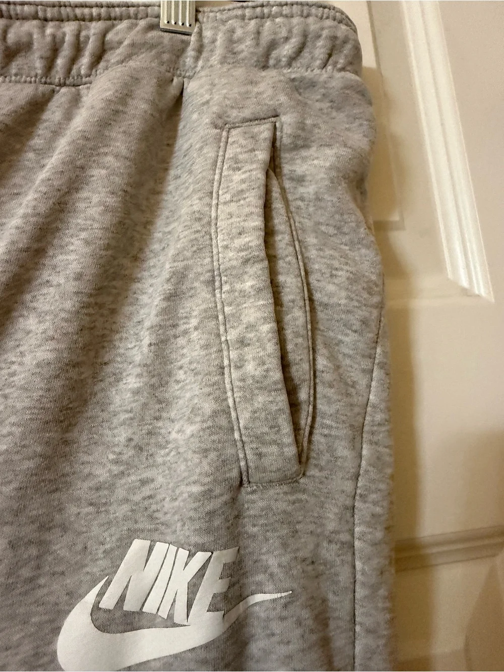 Nike Sportswear Open Hem Gray Sweatpants Fleece Wide Leg Drawstring Size XL